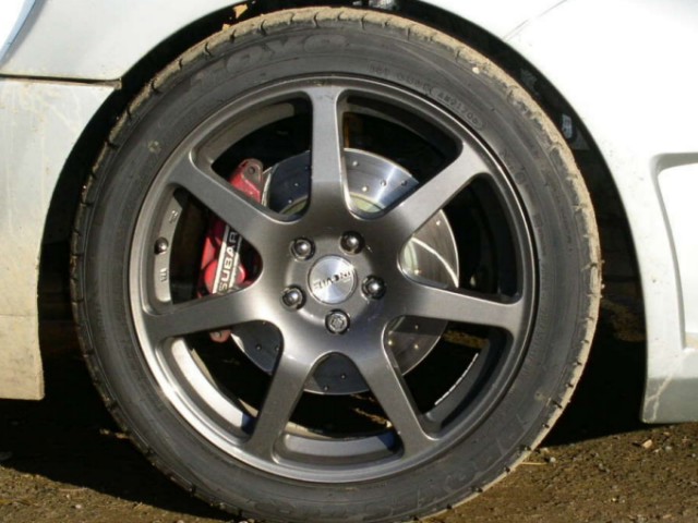 The front brakes on the Murtaya demo car.